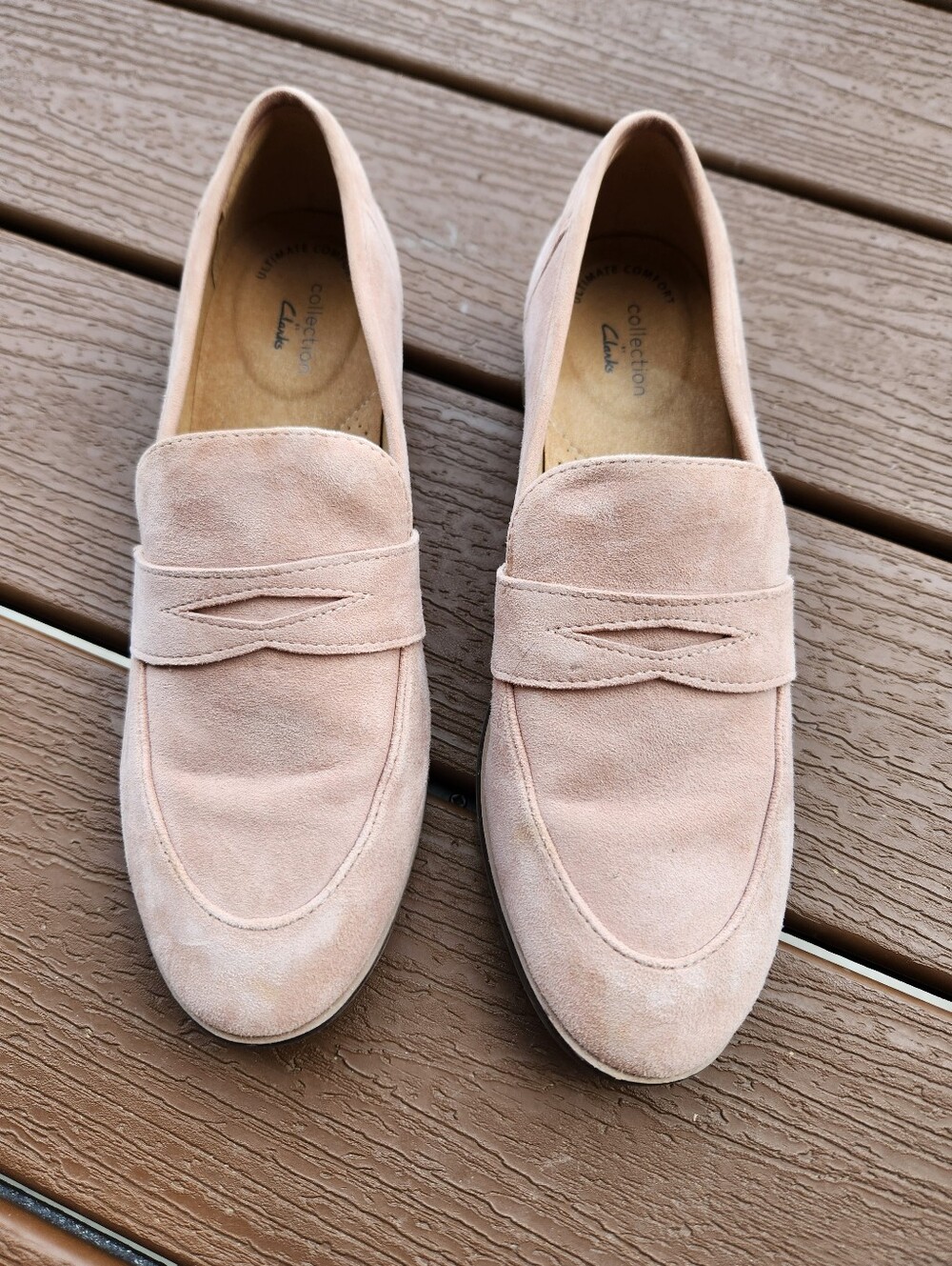 Suede Slip-On Loafers in Blush Pink